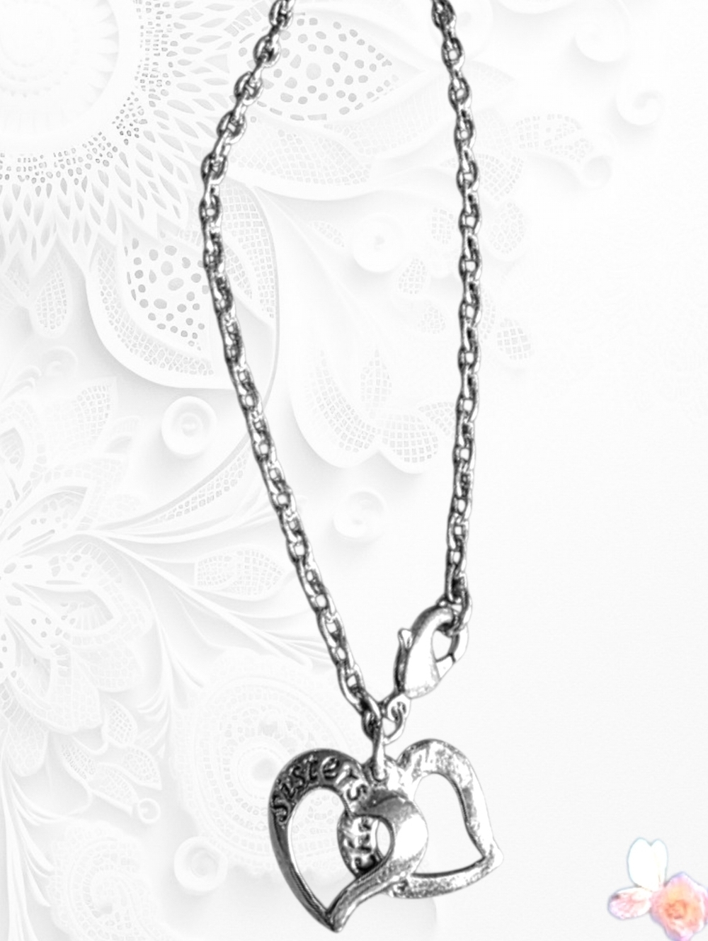 Heart Bracelet Says SISTERS IN CHRIST Silver Tone 667